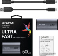 Накопитель SSD A-Data USB-C 500GB AELI-SE880-500GCGY SE880 2.5" серый