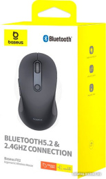 Мышь Baseus B01055505111-01 Ergonomic; без батареек, рабочее расстояние 10м, совместимость с Windows, Harmony OS, Apple OS, Linux, Vista; Cluster Black