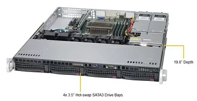 Supermicro Серверная платформа 1U SATA SYS-5019S-MR