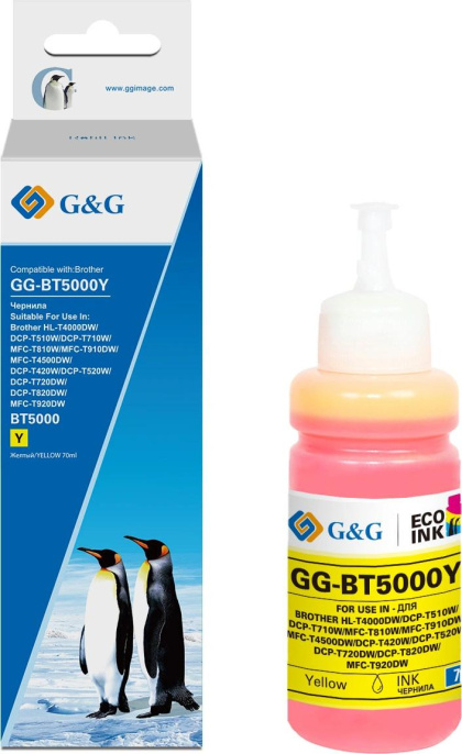 Чернила G&G GG-BT5000Y, 70мл, желтый
