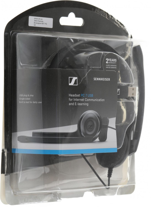 Наушники с микрофоном Sennheiser PC 7 черный 2м накладные USB оголовье 504196