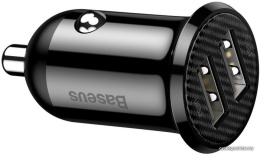 Автомобильное зарядное Baseus CCALLP-01 Grain Pro Car Charger 2 USB 4.8A Black 4.8 А, 2хUSB, 12-24 В, без кабеля в комплекте