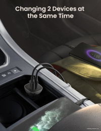 Автомобильное зарядное устройство UGREEN CD130 30780 USB-C PD+USB-A QC 24W Fast Car Charger. Цвет: серый космос (30780_)