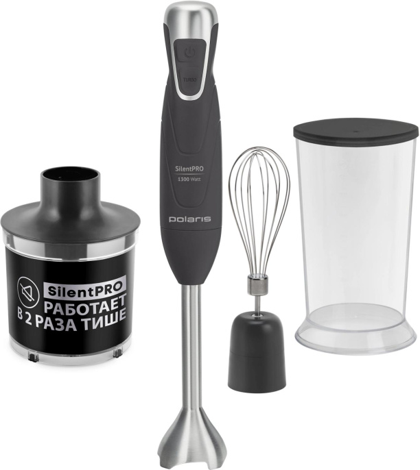 Блендер Polaris Silent PHB 1384,  погружной,  черный/серебристый