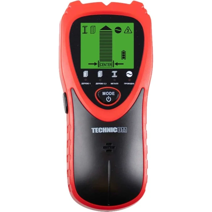 Электронный детектор дерева, металла и электропроводки TECHNICOM 1х9В, 25-60мм глубина обнаружения TC-ED101MW