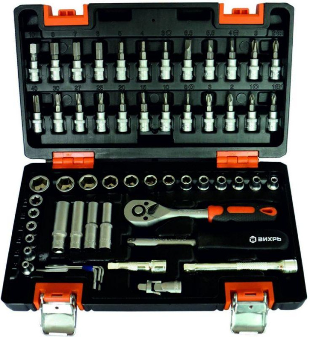 Набор инструментов ВИХРЬ 1/4" CrV,  57 предметов [73/6/7/2]
