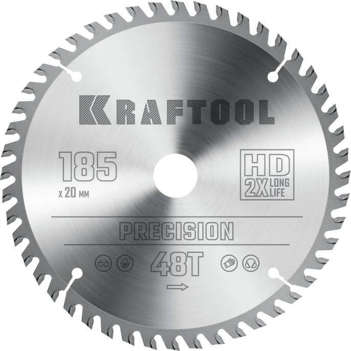 Пильный диск по дереву KRAFTOOL Precision 185x20 мм, 48т 36952-185-20