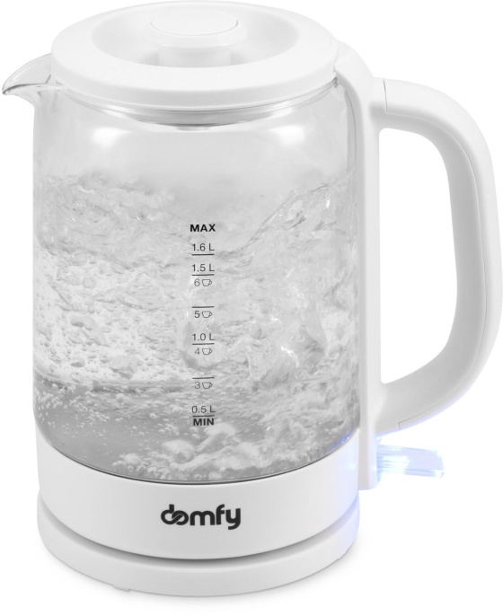 Чайник электрический DOMFY DSW-EK304, 1.6л, стекло/пластик