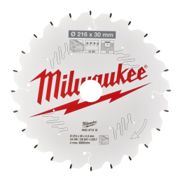 Диск пильный Milwaukee 216x30x2.4x24 ATB 4932471315 по дереву для торцовочной пилы, угол атаки зуба: -5°, низкая вибрация