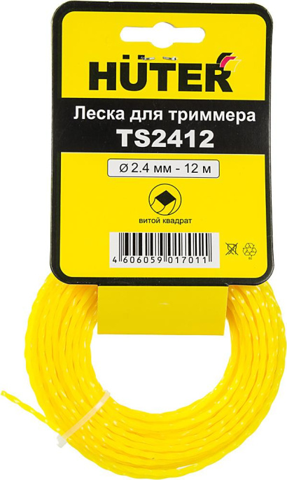 Леска для садовых триммеров Huter TS2412 d 2.4мм L 12м для GGT-800S T /1000S T /1300S T /1500S T 71/2/13