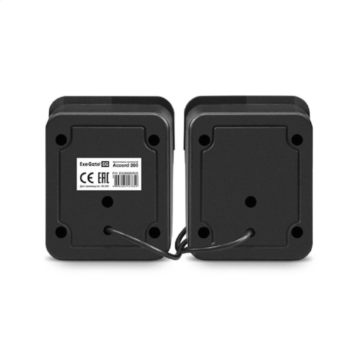 Акустическая система 2.0 ExeGate Accord 200 питание USB, 2х3Вт 6Вт RMS , 60-20000Гц,цвет черный, синяя подсветка, Color Box EX289685RUS