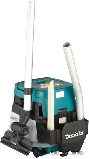 Пылесос Makita DVC867LZX4 (строительный, аккумулятор, регулировка мощности, сухая уборка, объем пылесборника: 8 л, мощность всасывания: 138.028 Вт /9.8 кПа, фильтр тонкой очистки)