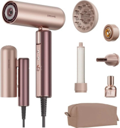 Фен Dreame Hairdryer Pocket Aura Gold AZP20A номинальная мощность 1400 Вт, номинальная частота 50/60 Гц, размеры 55 × 168 × 215 мм, длина кабеля питания 1.8 м