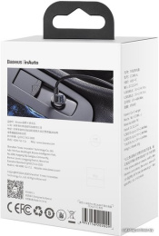 Автомобильное зарядное Baseus CCALLP-01 Grain Pro Car Charger 2 USB 4.8A Black 4.8 А, 2хUSB, 12-24 В, без кабеля в комплекте