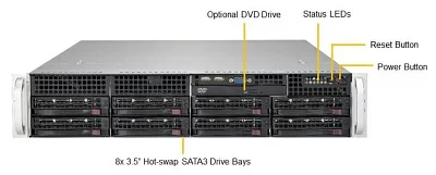 Серверная платформа SuperMicro. Supermicro SERVER SYS-6029P-TR (X11DPi-N, CSE-825TQC-R1K03LPB) ( LGA 3647, 16xDDR4 Up to 2TB ECC 3DS LRDIMM, 8x3.5" SATA3, Optional DVD-ROM drive, optional support: 2 fixed 2.5" NVMe/SSD/HDD, 1 M.2 support, M.2 Interface: P