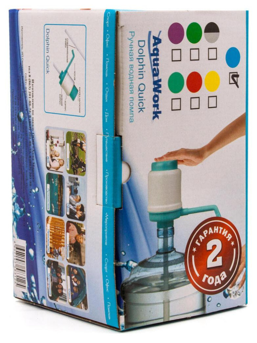 Помпа для 19л бутыли Aqua Work Дельфин Квик механический голубой/белый картон