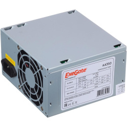 Блок питания 350W ExeGate AA350 ATX, 8cm fan, 24pin, 4pin, 2xSATA, IDE EX253681RUS