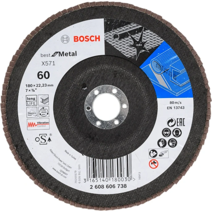Круг лепестковый Best for Metal для УШМ 180 мм; К60 Bosch 2608606738