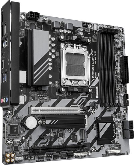 Материнская плата Gigabyte B850M D3HP rev. 1.2 mATX, 24.4x24.4 см, AMD B850, 4xDDR5 DIMM, 8200МГц, до 256GB (B850M D3HP (rev. 1.2))