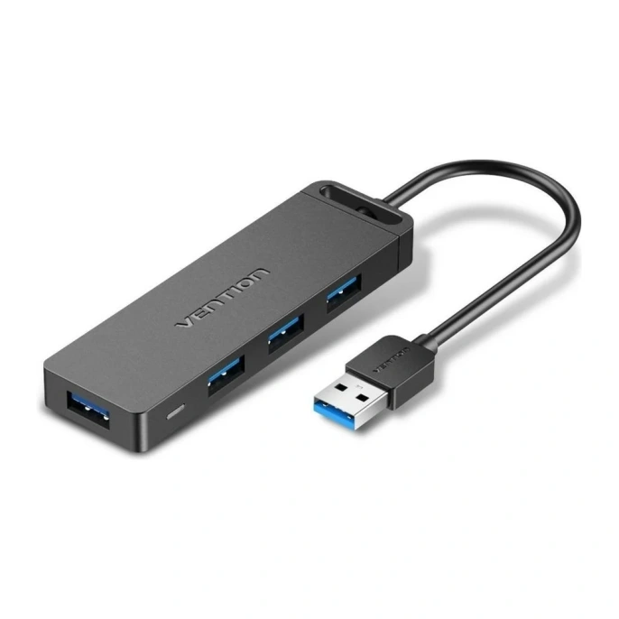 Концентратор VENTION OTG USB 3.0, на 4 порта, черный, 1м CHLBF