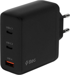 Сетевое зарядное устройство TTEC 2SCG03S SmartCharger 65W PD/GAN USB-C Travel Charger. Цвет: черный