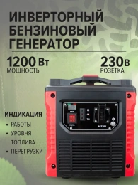 Edon PRO PT-1200 Бензиновый инверторный генератор 53,5см3; 1200/1000Вт; 4,5/0,25л 40520