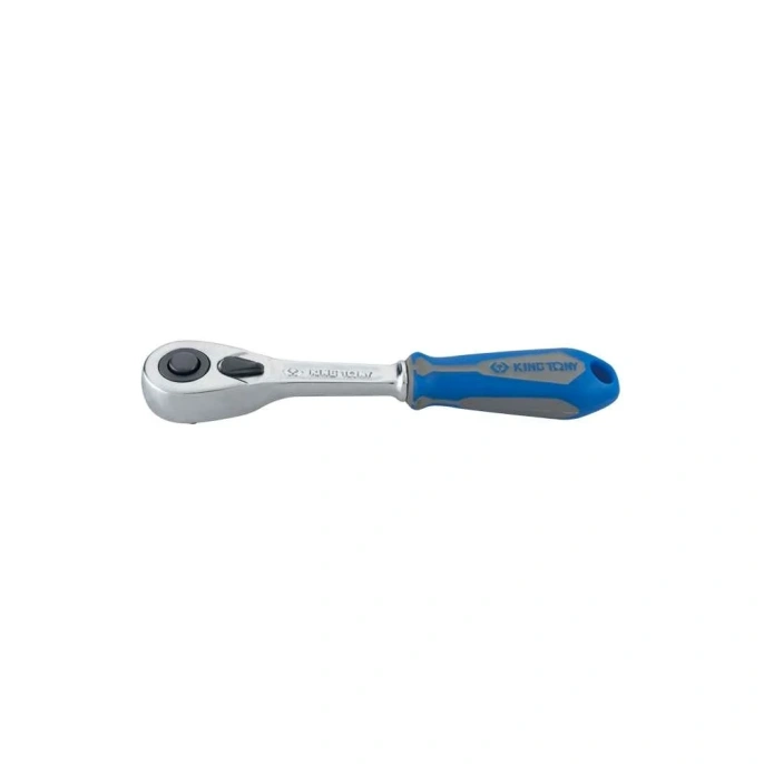 Трещотка KING TONY 1/4", 140 мм, 90 зубцов, флажковая с кнопкой 2773-55GS