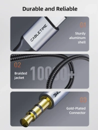 Аудиокабель CABLETIME CF16H (CT-CMAU-AG1) 1 м, USB-C — 3,5 мм, черный