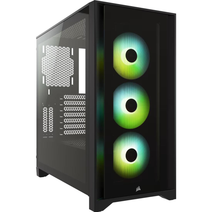 Корпус без блока питания Case Corsair iCUE 4000X RGB, Midi-Tower, TG, 3x120mm RGB, 1xUSB-A 3.2, 1xUSB 3.2 Type-C, E-ATX, ATX, mATX, mITX Black CC-9011204-WW