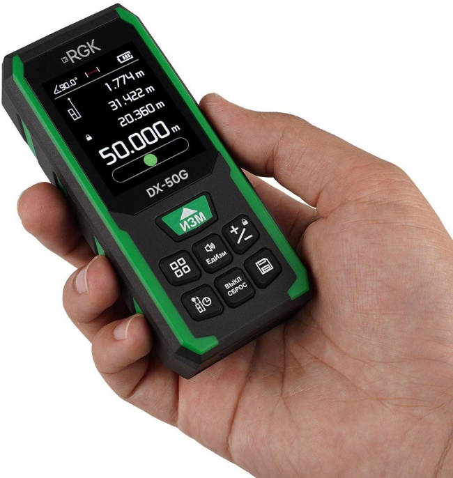 Лазерный дальномер RGK DX-50G 2кл.лаз. 800нм цв.луч. зеленый