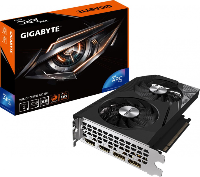 Видеокарта Gigabyte INTEL  ARC A380 GV-IA380WF2OC-6GD 6ГБ Windforce, GDDR6, OC,  Ret