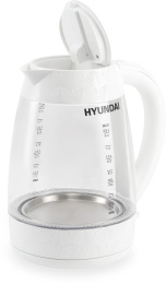 Чайник электрический Hyundai HYK-G4506 2л. 2200Вт белый корпус: стекло/пластик