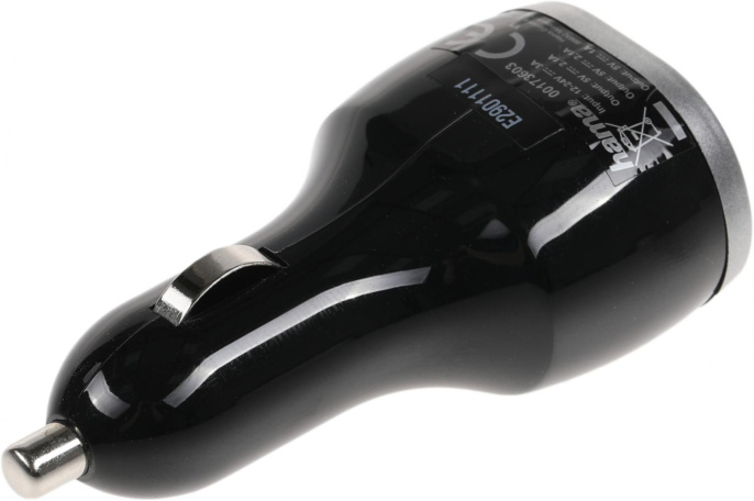 Автомобильное зарядное устройство HAMA H-173603, 3xUSB-A, 5Вт, 2.1A, черный [00173603]