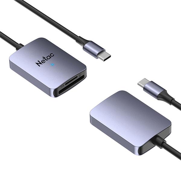 NETAC Картридер Netac WK12 WK12GYCN USB3.2 SD, SDHC, SDXC, microSD, microSDHC, microSDXC, Серебристый