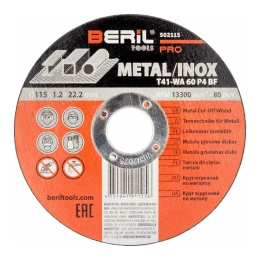 Круг отрезной по металлу PRO 115x1.2x22.2 мм BERIL 502115 16562