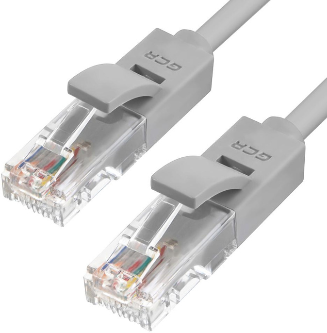 Greenconnect Патч-корд прямой 0.3m, UTP кат.5e, серый, позолоченные контакты, 24 AWG, литой, GCR-LNC03-0.3m, ethernet high speed 1 Гбит/с, RJ45, T568B