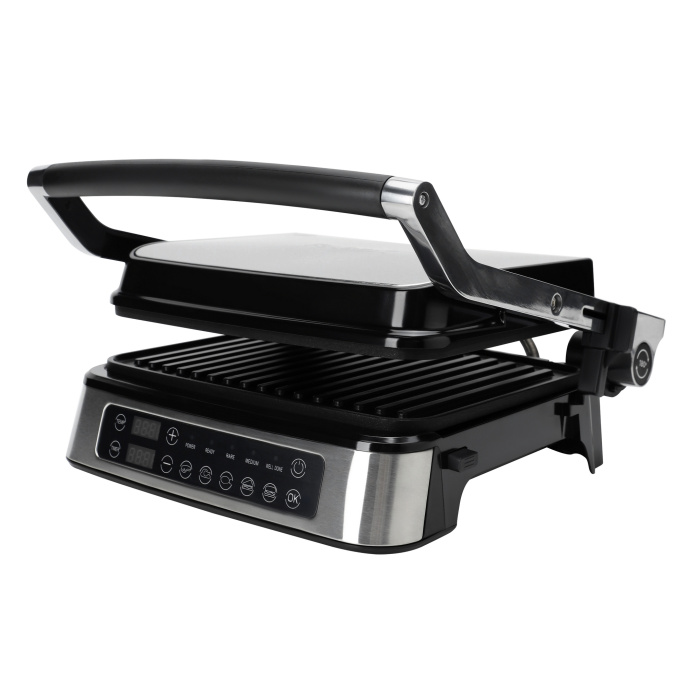 Электрический гриль RAGEX R782-900 с режимом барбекю, 2000 Вт, серебристый