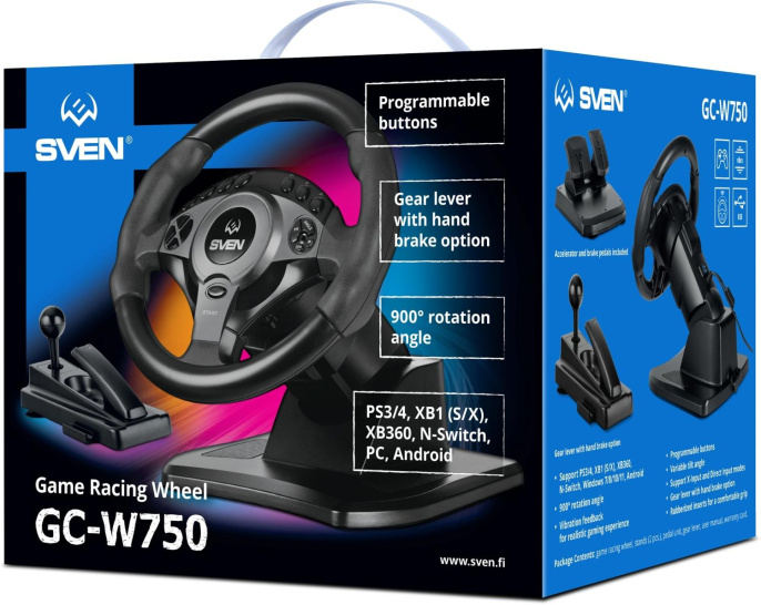 Руль Sven GC-W750 16кноп. с педалями черный