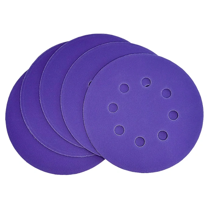 Диск шлифовальный Purple Film на пленочной основе 8 отверстий 125 мм, Р1000, 5 шт Abraforce 165046