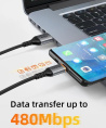 Кабель CABLETIME CA30H (CT-AMCM3A-AG1) 1 м, 3A USB A TO USB C, нейлоновый, черный