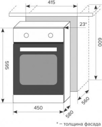 Духовой шкаф электрический LEX EDM 4540 IX,  58л,  дверца с 2 стеклами,  нержавеющая сталь/черный