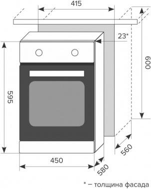 Духовой шкаф электрический LEX EDM 4540 IX,  58л,  дверца с 2 стеклами,  нержавеющая сталь/черный