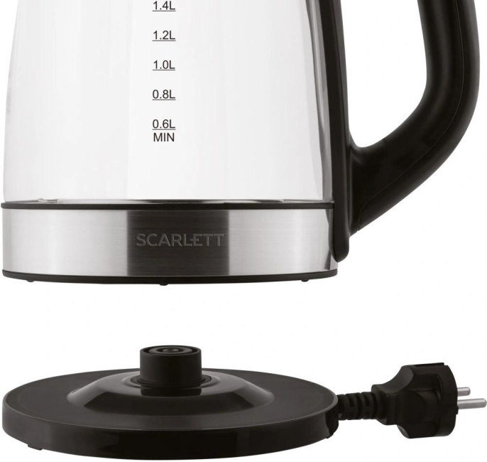 Чайник электрический Scarlett SC-EK27G19 2.2л. 2200Вт черный/серебристый корпус: стекло/металл/пластик (EK27G19)