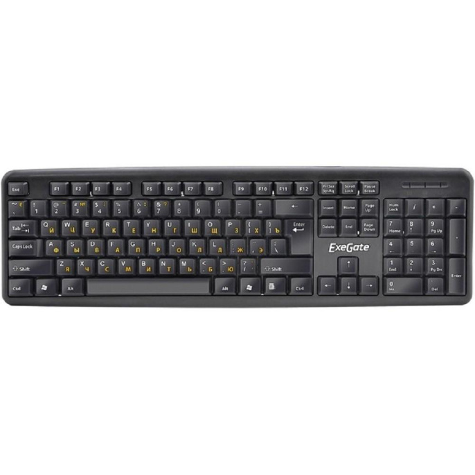 Клавиатура ExeGate Professional Standard LY-331L-OEM USB, полноразмерная, влагозащищенная, 104кл., Enter большой, длина кабеля 2м, черная, brown box EX279940RUS