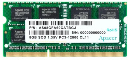 Оперативная память Apacer DDR3 8GB 1600MHz SO-DIMM PC3-12800 CL11 1.5V Retail 512*8 3 years AS08GFA60CATBGC/DS.08G2K.KAM