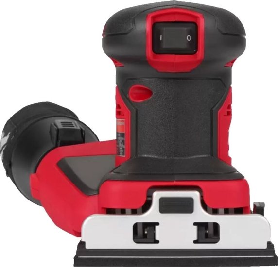 Ленточная шлифмашина Milwaukee M18BQSS-502B 4933479967 питание: Li-ion 18 В , скорость без нагрузки 11 000–13 000 об/мин, диаметр колебания 1.6 мм, пылесборник, дырокол, запасная гладкая основа
