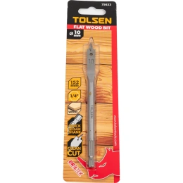 Сверло по дереву перьевое 10х152 мм, 1/4'' TOLSEN 75633