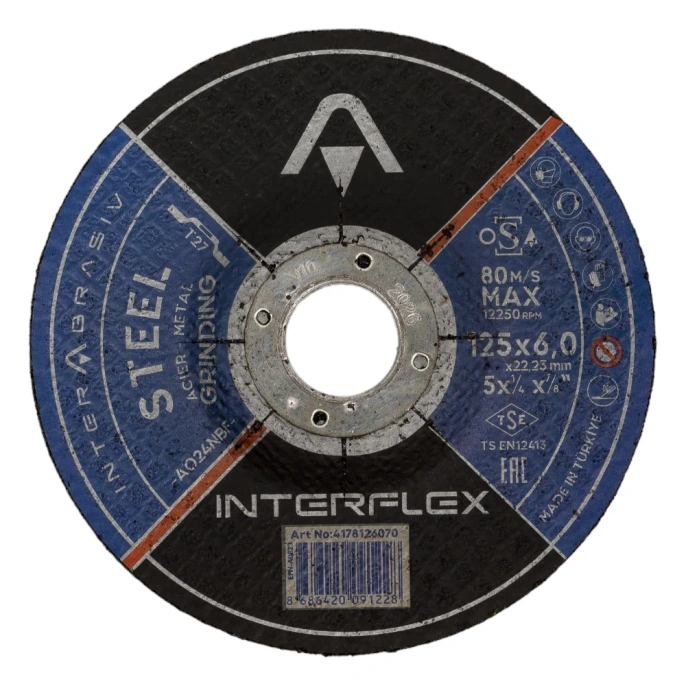 Обдирочный круг AO24NBF 125x6x22 мм, Т27, металл Interflex 4178126070