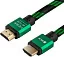 Greenconnect Кабель 3.0m HDMI версия 2.0, HDR 4:2:2, Ultra HD, 4K 60 fps 60Hz/5K*30Hz, 3D, AUDIO, 18.0 Гбит/с, 28/28 AWG, OD7.3mm, тройной экран, BICOLOR нейлон, AL корпус зеленый, GCR-51487