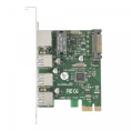 Контроллер сетевой ExeGate EXE-361 (PCI-E x1 v2.0, LAN UTP 1000Mbps + 3*USB3.0 ext., разъем доп.питания, Chipset VL805 + RTL8153B) EX283714RUS